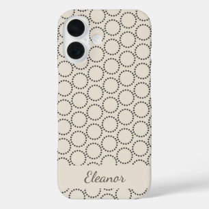Elegant Mid-Century Modern Beige Gepersonaliseerd iPhone 16 Hoesje