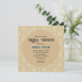 Elegant Mid Century Modern Damask Vrijgezellenfees Kaart (Staand voorkant)