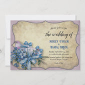 Elegant mid-century modern Floral Rustic Wedding Kaart (Voorkant)