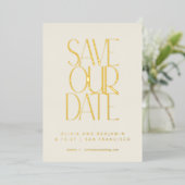 Elegant Mid Century Modern Gold Save the Date Folie Uitnodiging (Staand Voorkant)