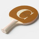 Elegant Mid-Century Modern Monogram Burnt Sand Tafeltennisbatje (Voorkant Gekanteld)