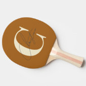 Elegant Mid-Century Modern Monogram Burnt Sand Tafeltennisbatje (Zijkant)