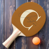 Elegant Mid-Century Modern Monogram Burnt Sand Tafeltennisbatje