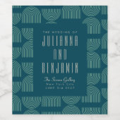 Elegant Mid Mod Arch Blauwgroen Blue Custom Weddin Wijn Etiket (Enkel label)