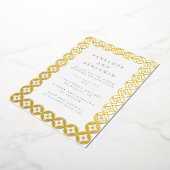 Elegant Mid Mod Geometric Weddenschap Chic White G Folie Uitnodiging (Gedraaid)