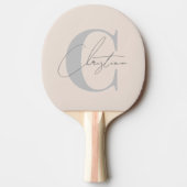Elegant MidCentury Modern Monogram Sandcastle Roze Tafeltennisbatje (Voorkant)