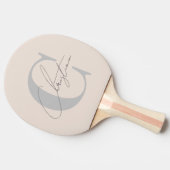 Elegant MidCentury Modern Monogram Sandcastle Roze Tafeltennisbatje (Zijkant)