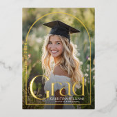 Elegant middelbare school Afstuderen foto Afstuder Folie Uitnodiging (Voorkant)