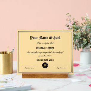 Elegant middelbare schooldiploma sjabloon acryl bord