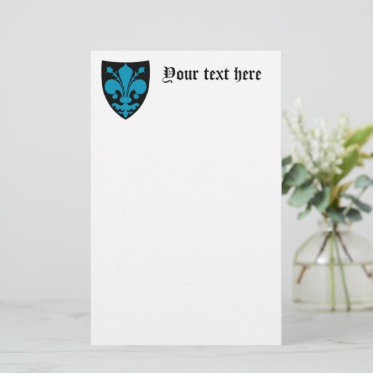 Elegant middeleeuws Fleur De Lis schild Briefpapier (Staand voorkant)