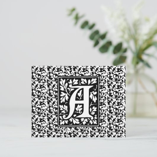 Elegant middeleeuwse letter A Antiek monogram Briefkaart (Staand voorkant)