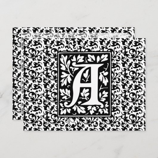 Elegant middeleeuwse letter A Antiek monogram Briefkaart (Voorkant / Achterkant)