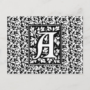 Elegant middeleeuwse letter A Antiek monogram Briefkaart