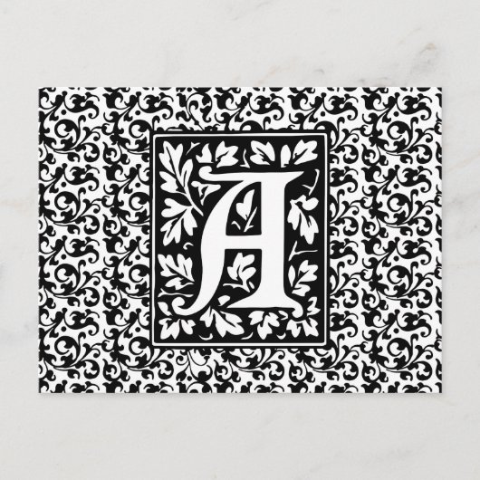 Elegant middeleeuwse letter A Antiek monogram Briefkaart (Voorkant)