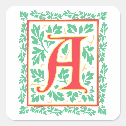 Elegant middeleeuwse letter A Antiek monogram Vierkante Sticker (Voorkant)