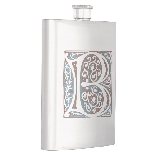 Elegant middeleeuwse letter B Antiek monogram Heupfles (Rechts)