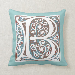 Elegant middeleeuwse letter B Antiek monogram Kussen