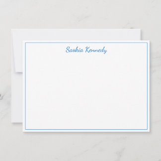 Elegant middelgrote blauwe Script-grens aan maat Notitiekaartje