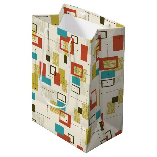 Elegant Midden-Eeuw kleurrijk geometrisch patroon Medium Cadeauzakje (Voorkant Gekanteld)
