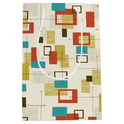 Elegant Midden-Eeuw kleurrijk geometrisch patroon Medium Cadeauzakje (Voorkant)