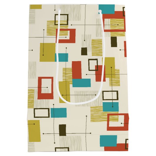 Elegant Midden-Eeuw kleurrijk geometrisch patroon Medium Cadeauzakje (Achterkant)