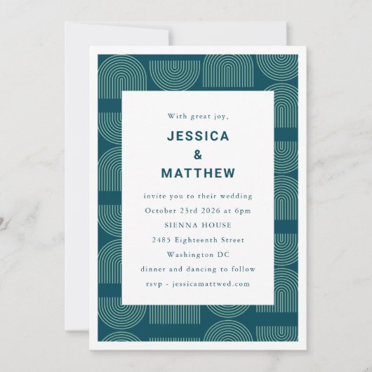 Elegant middeneeuwse moderne Blauwgroen unieke bru Kaart (Voorkant)