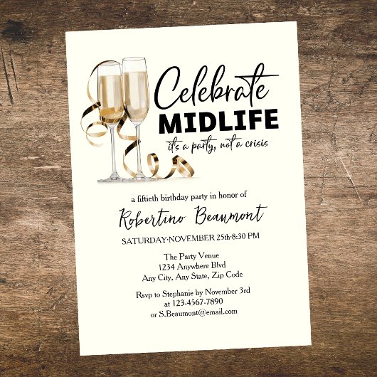 Elegant Midlife Celebration Glasses 50th Birthday Kaart