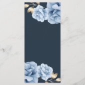Elegant Midnight blauw bloemenmenu Kaart (Achterkant)