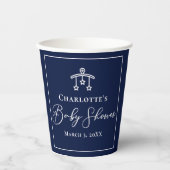 Elegant Midnight Blue Baby shower gepersonaliseerd Papieren Bekers (Voorkant)