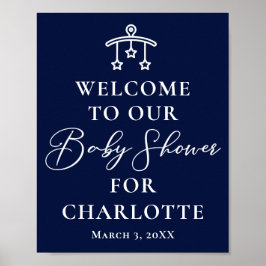 Elegant Midnight Blue Baby shower gepersonaliseerd Poster