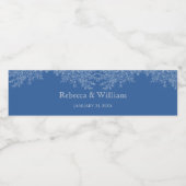 Elegant Midnight Blue Bloemen bruiloft Waterfles Etiket (Enkel label)