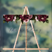 Elegant Midnight Blue Bourgondië Bloemenbruiloft Acryl Bord (Neutraal)