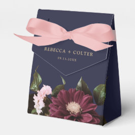 Elegant Midnight Blue Bourgondië Bloemenbruiloft Bedankdoosjes