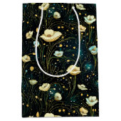 Elegant Midnight Blue Celestial Floral Medium Cadeauzakje (Voorkant)