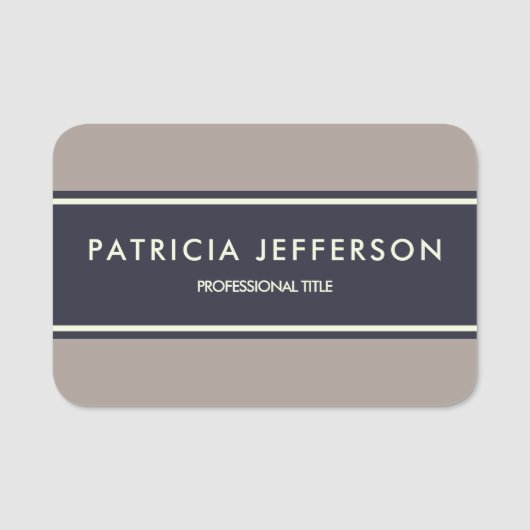 Elegant Midnight Blue & Earthy Brown: Modern Badge (Voorkant)