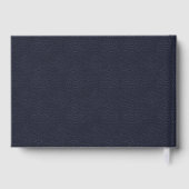 Elegant Midnight Blue Faux Leather Look Bruiloft Gastenboek (Achterkant)