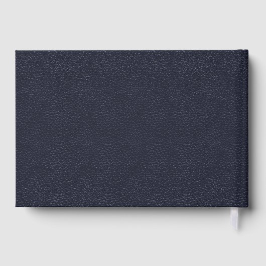Elegant Midnight Blue Faux Leather Look Bruiloft Gastenboek (Achterkant)