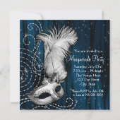 Elegant Midnight Blue Maskerade-feest Kaart (Achterkant)