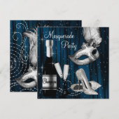 Elegant Midnight Blue Masquerade Party Kaart (Voorkant / Achterkant)