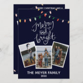 Elegant Midnight Blue Merry en Bright Lights Feestdagenkaart (Voorkant / Achterkant)