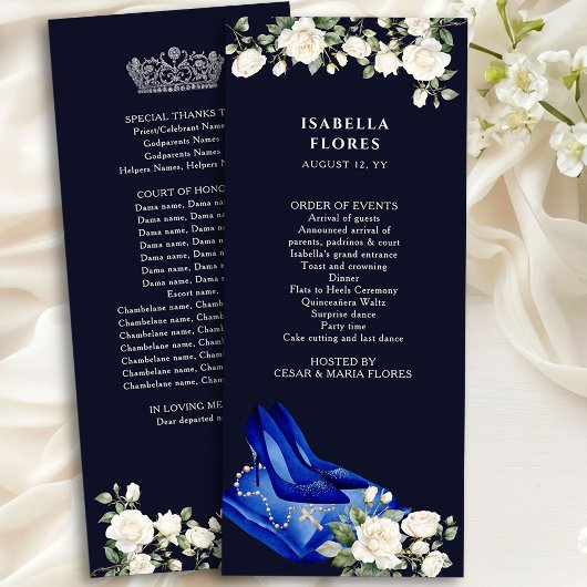 Elegant Midnight Blue Quinceanera Tiara en Rozen Programmakaart