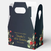 Elegant Midnight Blue Rood Bloemen Verjaardag Bedankdoosjes (Geopend)