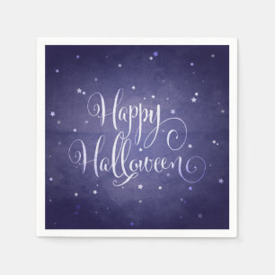 Elegant Midnight Blue Stars Happy Halloween Servetten
