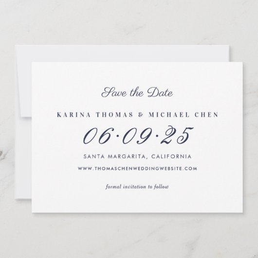 Elegant Midnight Blue Wedding Photo Collage Save The Date (Achterkant)