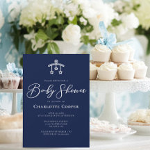 Elegant Midnight Blue White Baby shower