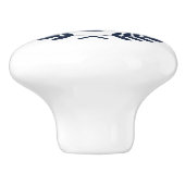 Elegant Midnight Blue Wreath Crest Monogram Keramische Knop (Zijkant)