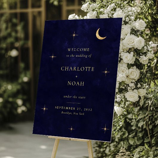 Elegant Midnight Celestial Wedding Welcome Acryl Bord