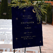 Elegant Midnight Celestial Wedding Welcome Sign Poster