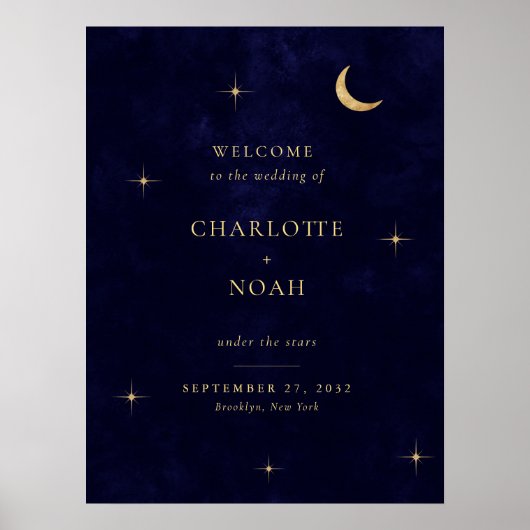 Elegant Midnight Celestial Wedding Welcome Sign Poster (Voorkant)