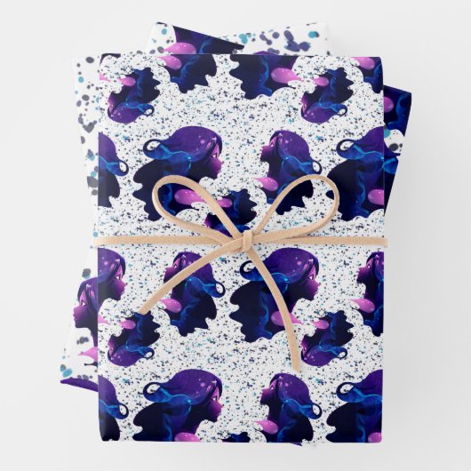 Elegant Midnight en Paarse vrouw Inpakpapier Vel (In situ)